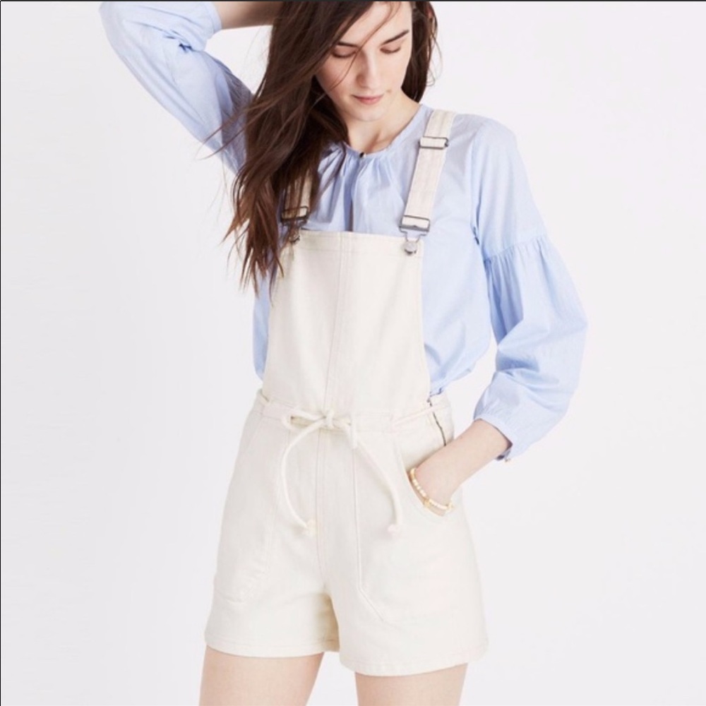 Madewell white Denim Draw String Overalls XS